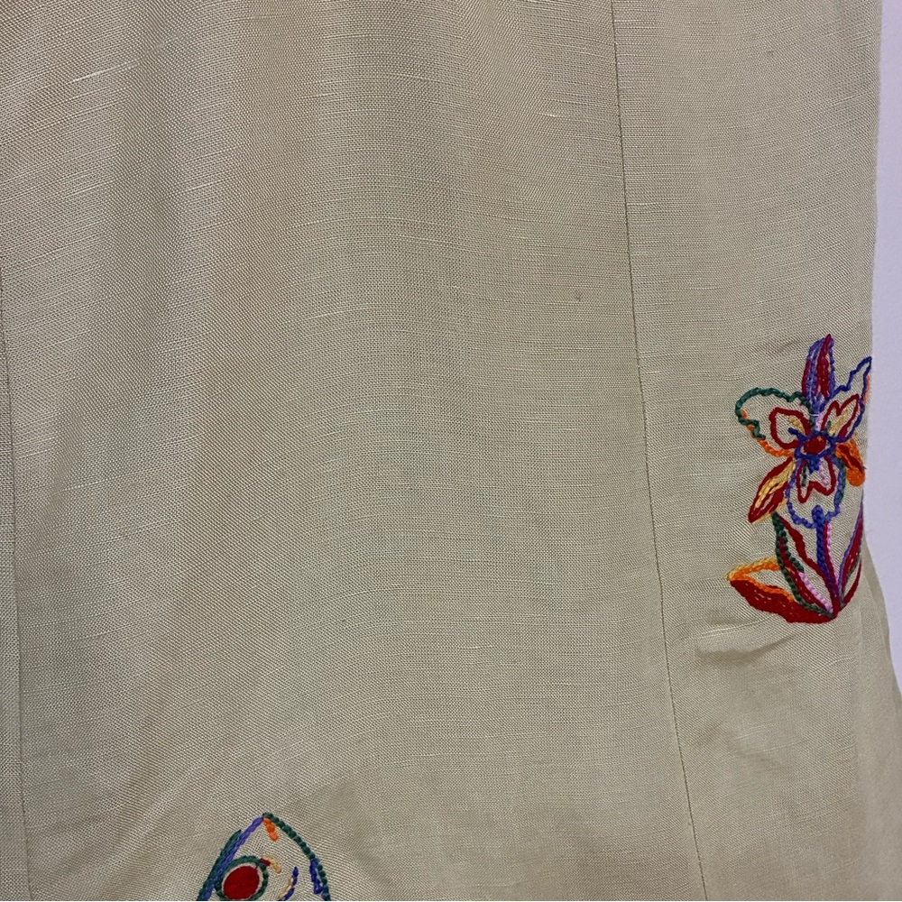NWT. Farm Rio Linen Embroidered Midi Dress. NEW - Picture 6 of 9